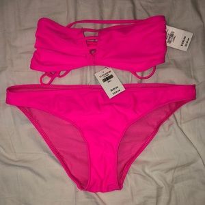Hot pink hollister bikini set